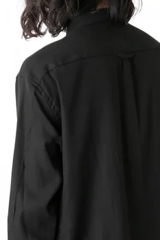 Design Original de sex masculin tricou yoo yamamoto stil yo negru sistem maneci lungi plisate cusaturi