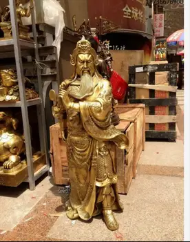 94CM Mare mare - Companie de afaceri de TOP eficace de Protecție - Zeul bogăției GUAN GONG Guandi FENG SHUI aur cupru statuie