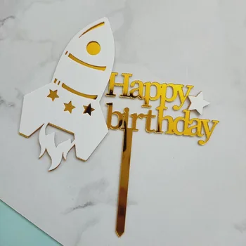 200pcs Rachete Tort Fân Acrilice Cupcake Toppers pentru Copii, Băiat Ziua de naștere Tort Petrecere Decoratiuni