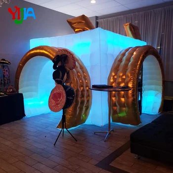 Camera frumos Forma Gonflabile Cabina Foto Cu 2 Camera mare uși și Benzi cu LED-uri Lumini de schimbare a culorii Gonflabile Cort pentru petrecere