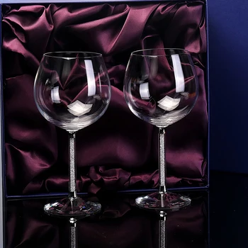 Europa de înaltă calitate de cristal de sticlă de sticlă de vin pocal Mare de Plumb-gratuit Diamant Visiniu Cană de sticlă de Nunta cutie Cadou set drinkware