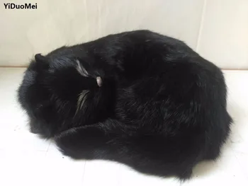 Mare 25x20cm artificiale pisica neagra model de plastic&blănuri de pisică dormit artizanat recuzită, decor acasă cadou p0717