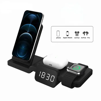 Încărcător Wireless LED Ceas cu Alarmă Telefon de Încărcare Pad Termometru Digital Pentru IPhone 12 Pro/Mini Pentru că Ceasul SE 6 5 Airpods Pro