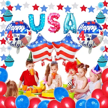 Ziua Independenței americane Stars and Stripes Balon de Folie De 4 iulie Decor