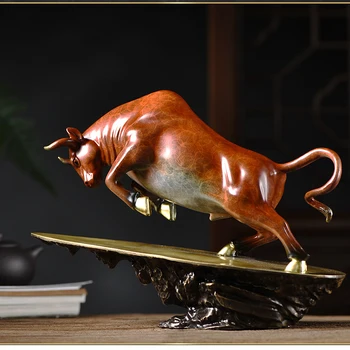 2022 noroc home OFFICE BAR, CLUB de Afaceri de piață de Valori finanțe Mascota aduce bogăție NOROC de bani TAUR de bronz Ornament statuie