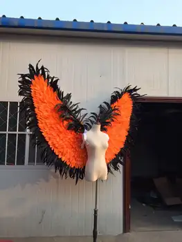 Moda portocaliu cu negru cu aripi de înger prop catwalk show prop Pană de Înger aripi Fereastra prop lenjerie catwalk prop