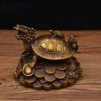 Cupru broasca testoasa dragon longevitate broasca testoasa de bronz cadouri Mascota Feng Shui acasă decor camera de zi de decorare