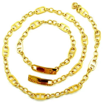 AMUMIU Moda Colier de Aur Brățări Seturi de Bijuterii Pentru Barbati Femei din Oțel Inoxidabil de Înaltă Calitate, Farmec Cadouri Partid HJS093