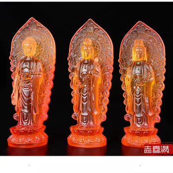 Statuia lui Buddha de rășină de vest trinity Feng shui ornamente set de amitabha statuie mahasthamaprapta buddha, bodhisattva decor