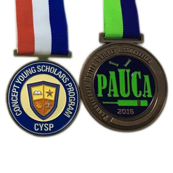 Preț scăzut Personalizate Antic Cupru Placat cu medalii cu benzi de înaltă calitate Moale Email de Sport Școlare Întâlnire Medalie