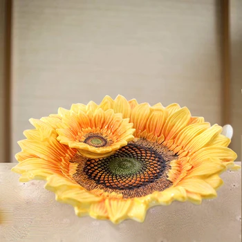 Stil American Ceramica Floarea Soarelui Platou Cu Fructe Ornamente Acasă Living Mobilier Decor De Birou Desktop Figurine Meserii