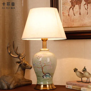 Noi De Uz Casnic Chinez Clasic Ceramică Cald Lampă De Masă Pentru Dormitor, Living American European Lampa Decor Sala De Nunta Lampa