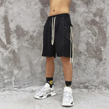 Hip Hop Mozaic Cordon Genunchi lungime Vară de Moda Streetwear Bărbați Femei Casual pantaloni Scurți Lateral Buzunar Mare Sudoare Scurt