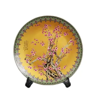 Jingdezhen ceramică pulbere de culoare floare de prune model de apreciere placa de colecție acasă living ornamente