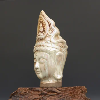 Tang Dynasty Argint Cuptor Aur și Argint Glazura Buddha Avalokitesvara Cap de Porțelan Antic Antichități Antice de Ceramică Vechi de Bunuri