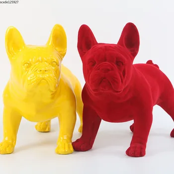 Europene Culoare Solidă Franceză Caine De Lupta Sculptura Rasina De Artizanat Rafinat Meserii Animale Simpatice Figurine Cadouri Decor Acasă