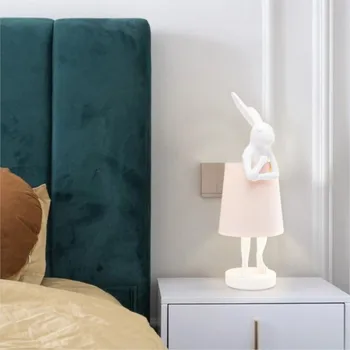 Vintage Led Masă lampă de Rășină Iepure Lămpi de Masă Pentru Living Dormitor Birou Decor Loft Designer de Lumina Lampă de Noptieră