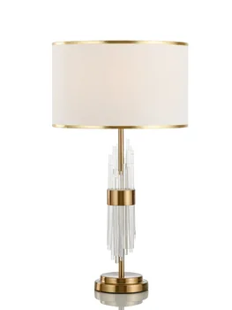 American Transparent Cristal de Sticlă Laminată Living Lampă de Masă de Fier LED E27 Dormitor Noptieră Decor Pânză Albă Birou de Iluminat